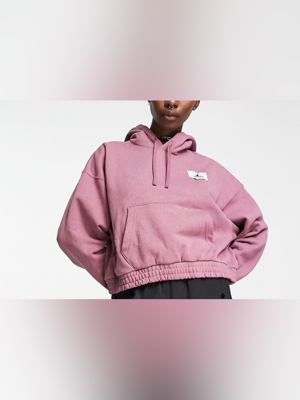 Jordan Cropped Hoodie in Mauve Pink